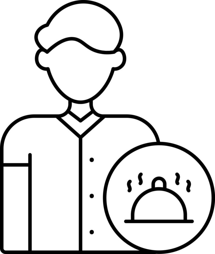 Cartoon Water Man With Cloche Icon In Line Art. vector