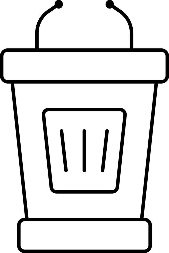 Mic Podium Icon In Black Stroke. vector