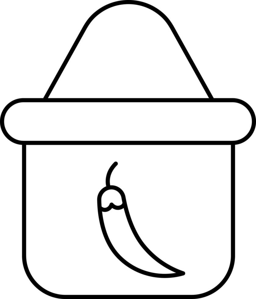 Chili Powder Bowl Icon In Black Linear Style. vector