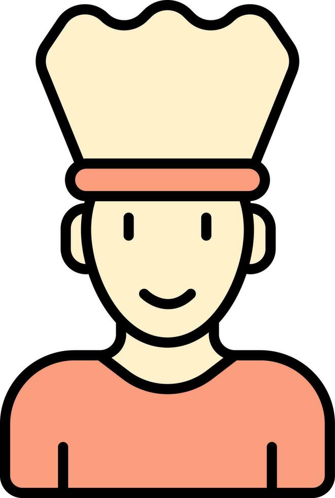 naranja y amarillo ilustración de cocinero dibujos animados hombre icono. vector