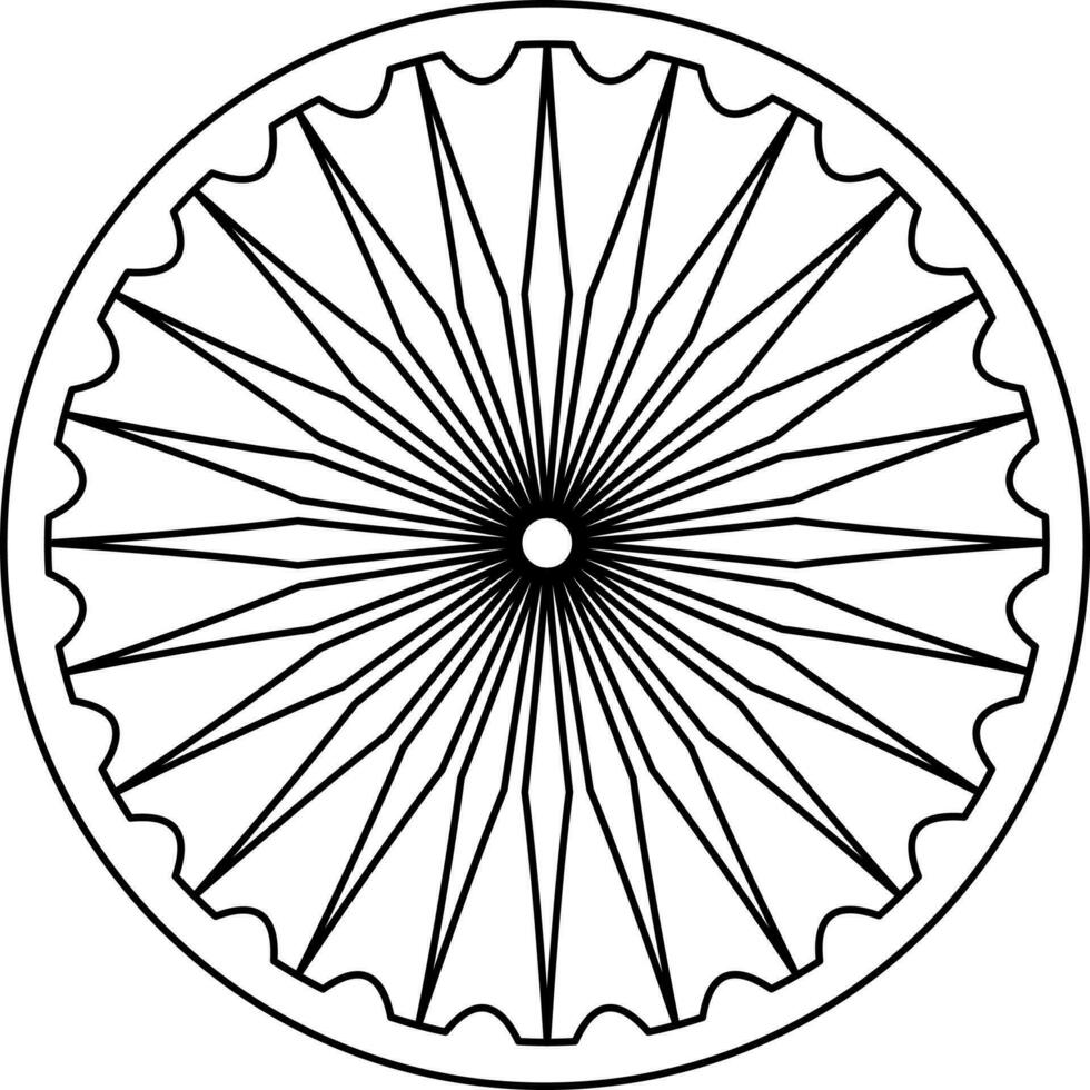 Ashoka Wheel Icon In Line Art. vector