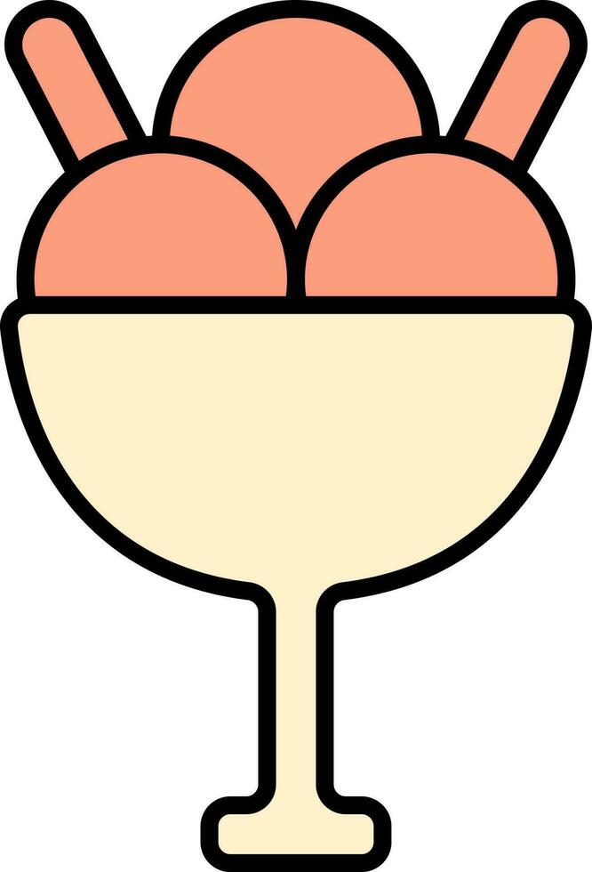 Scoop Ice Cream Glass Orange And Yellow Icon. vector