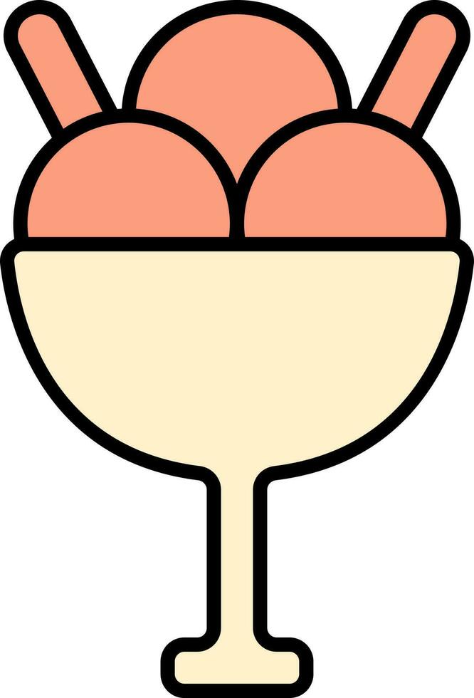 cucharón hielo crema vaso naranja y amarillo icono. vector