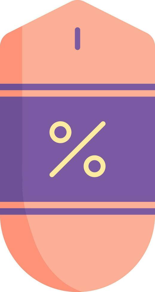 Percentage Message Tag Flat Icon In Purple And Peach Color. vector