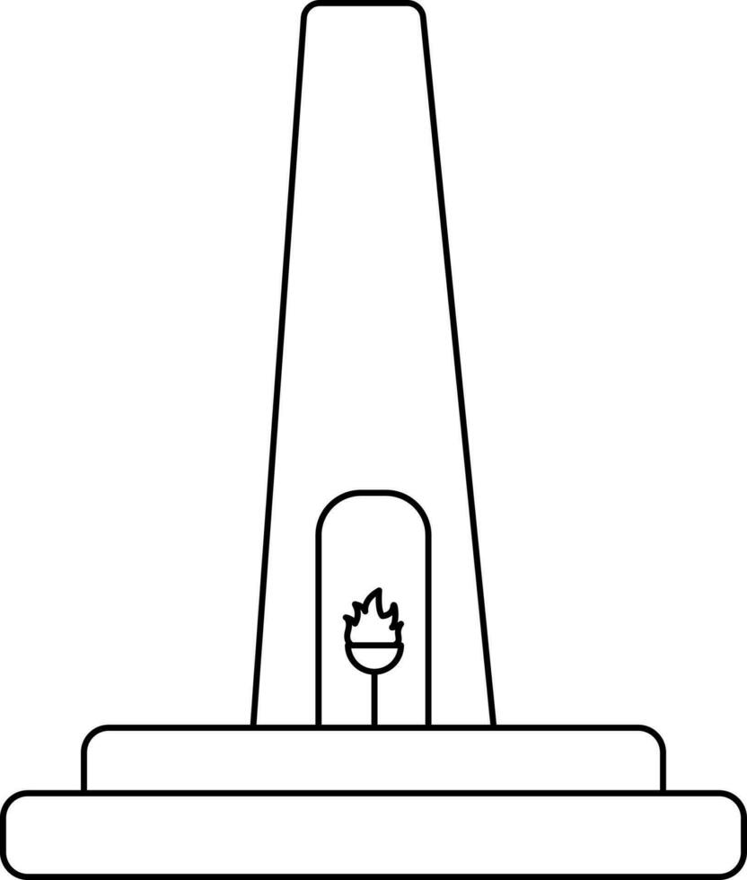 National War Memorial Icon In Black Line Art. vector