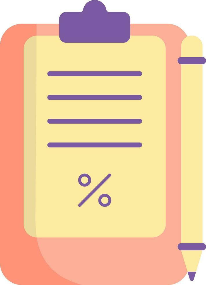 Percentage Document Clipboard Colorful Icon. vector