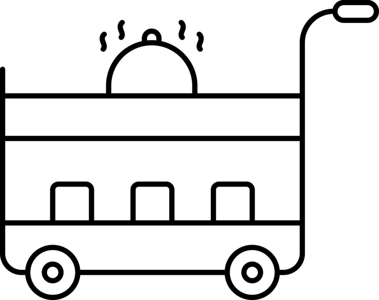 Food Service Trolley Icon In Black Outline. vector