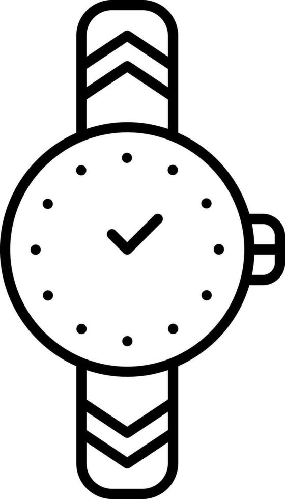 Black Outline Wristwatch Flat Icon. vector