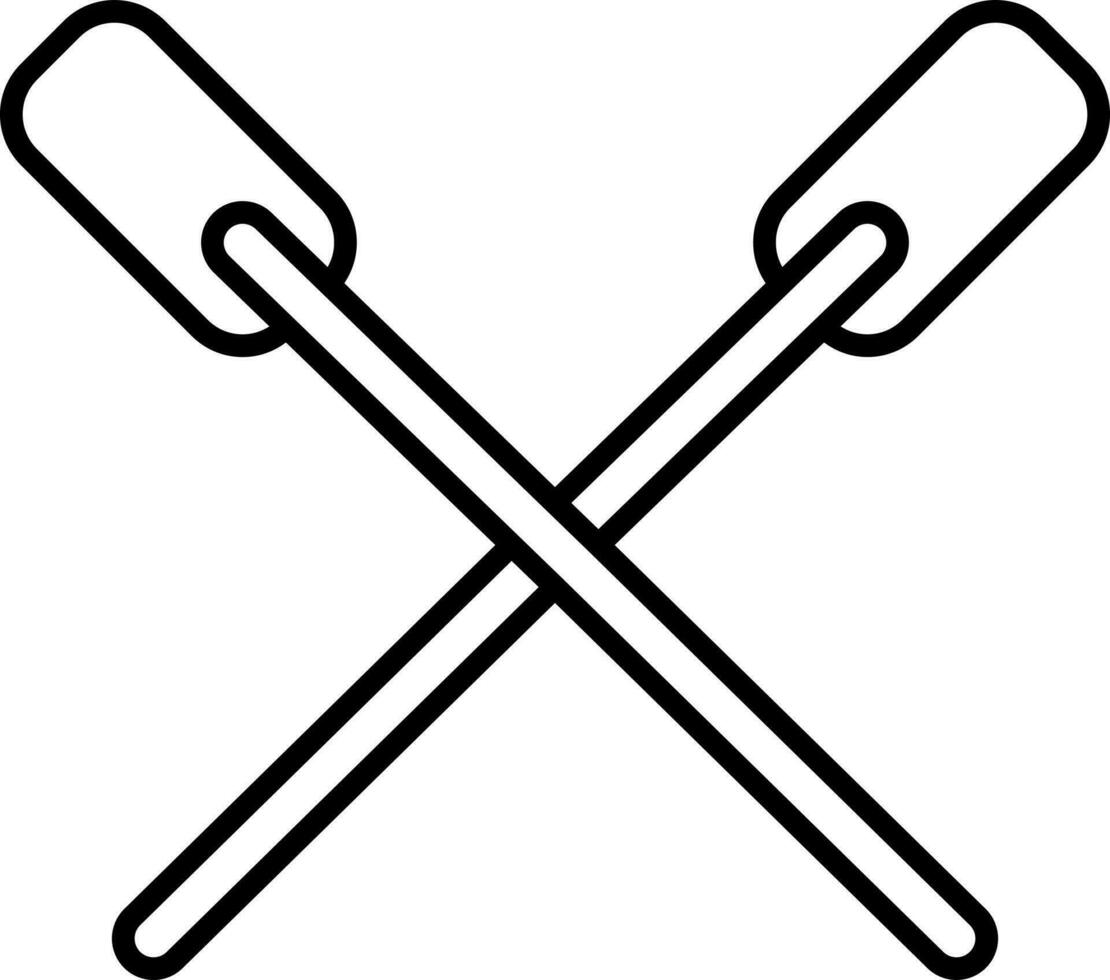 Cross Paddle Icon In Linear Style. vector