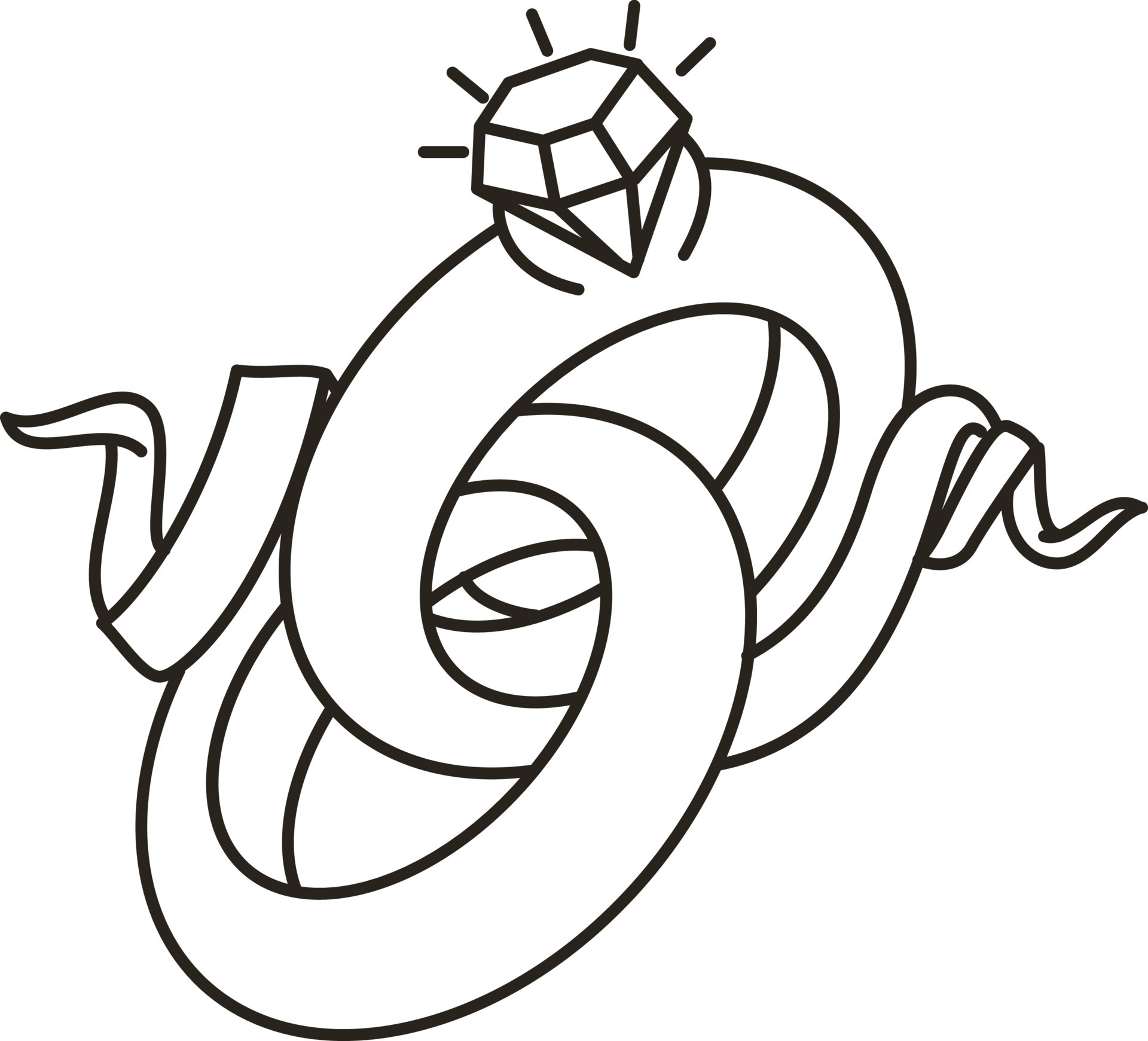 Isolated Black Outline Of Diamond Wedding Ring Icon In Line Art. 24157742 Vector Art at Vecteezy