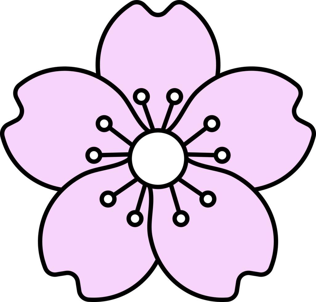 rosado Cereza flor plano icono en blanco antecedentes. vector