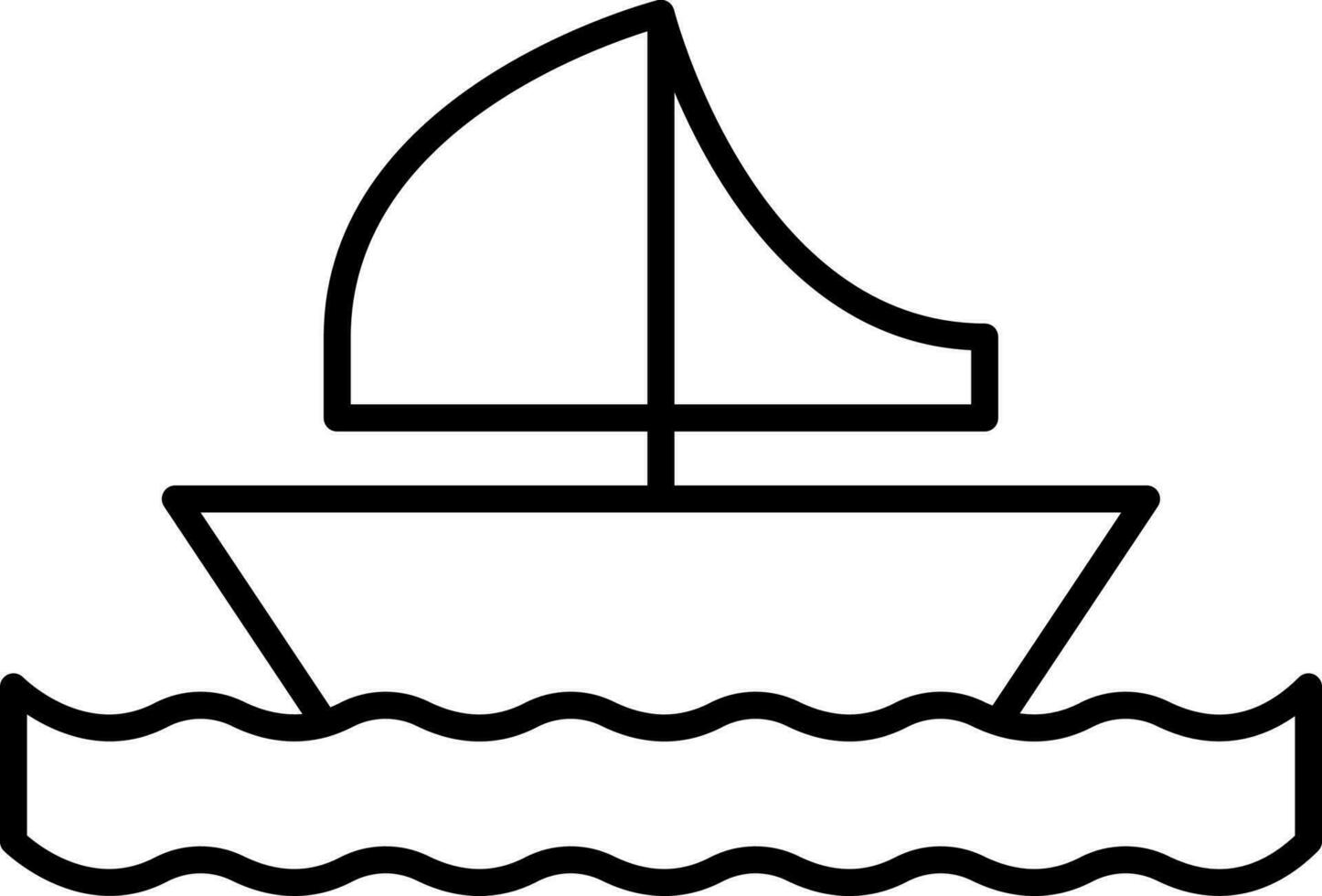 Sailboat In Water Black Outline Icon. vector