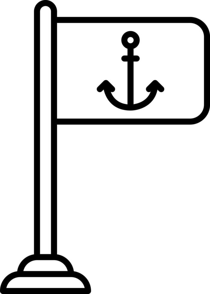 Anchor With Flag Outline Icon. vector