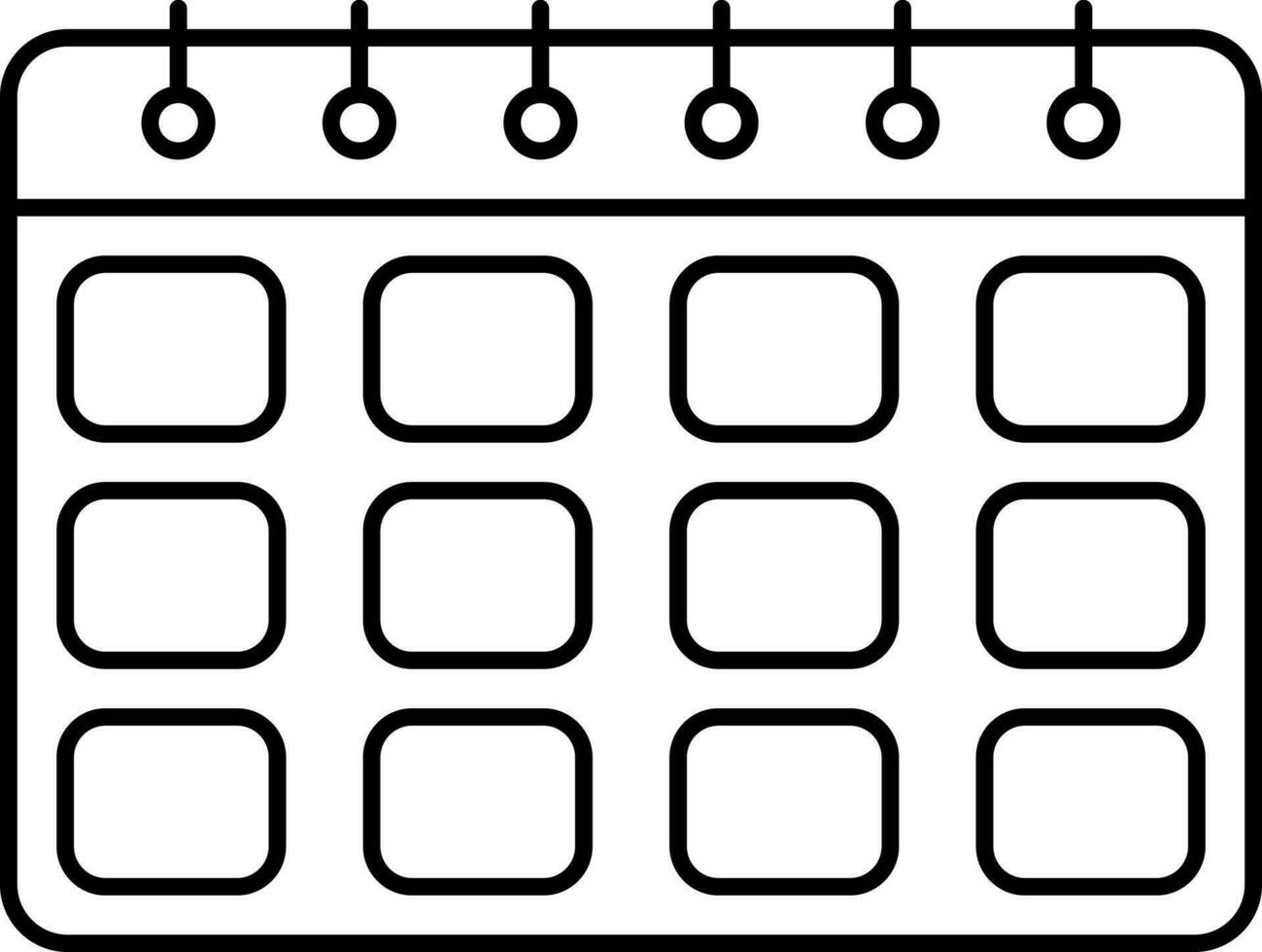 Black Thin Line Art Calendar Icon. vector