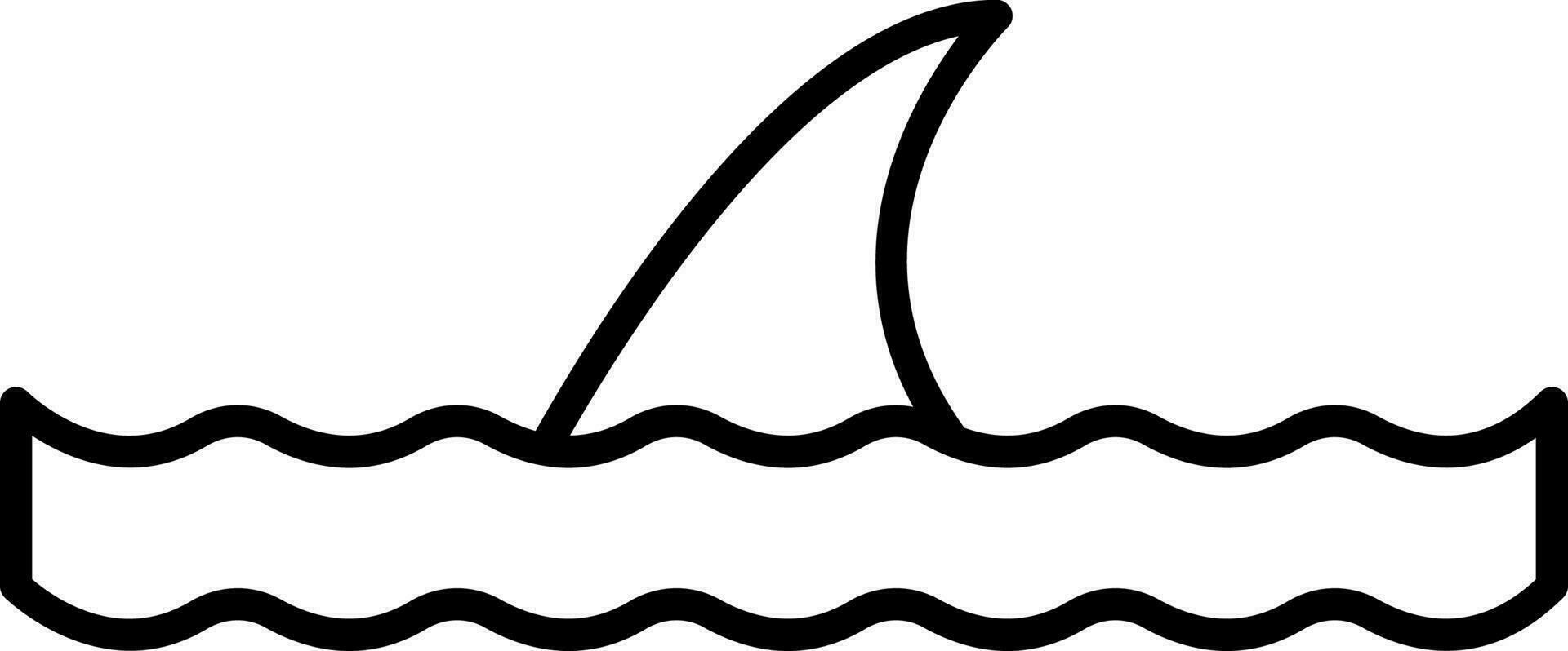 Shark In Water Black Outline Icon. vector