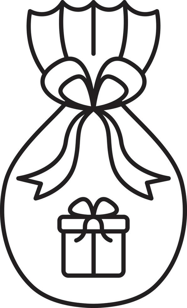 Gift Sack Bag Black Outline Icon. vector