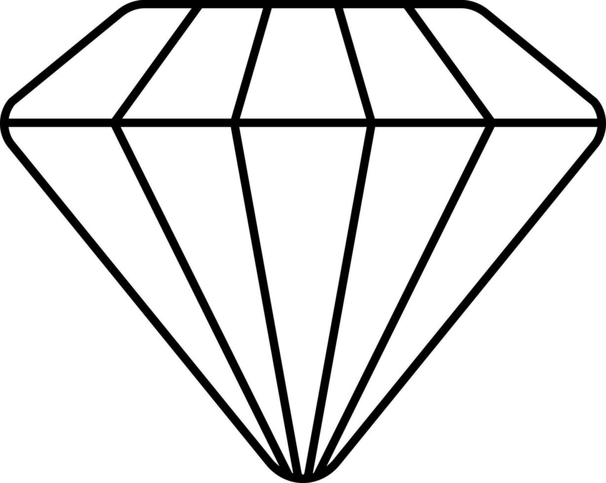 Black Linear Style Diamond Icon. vector