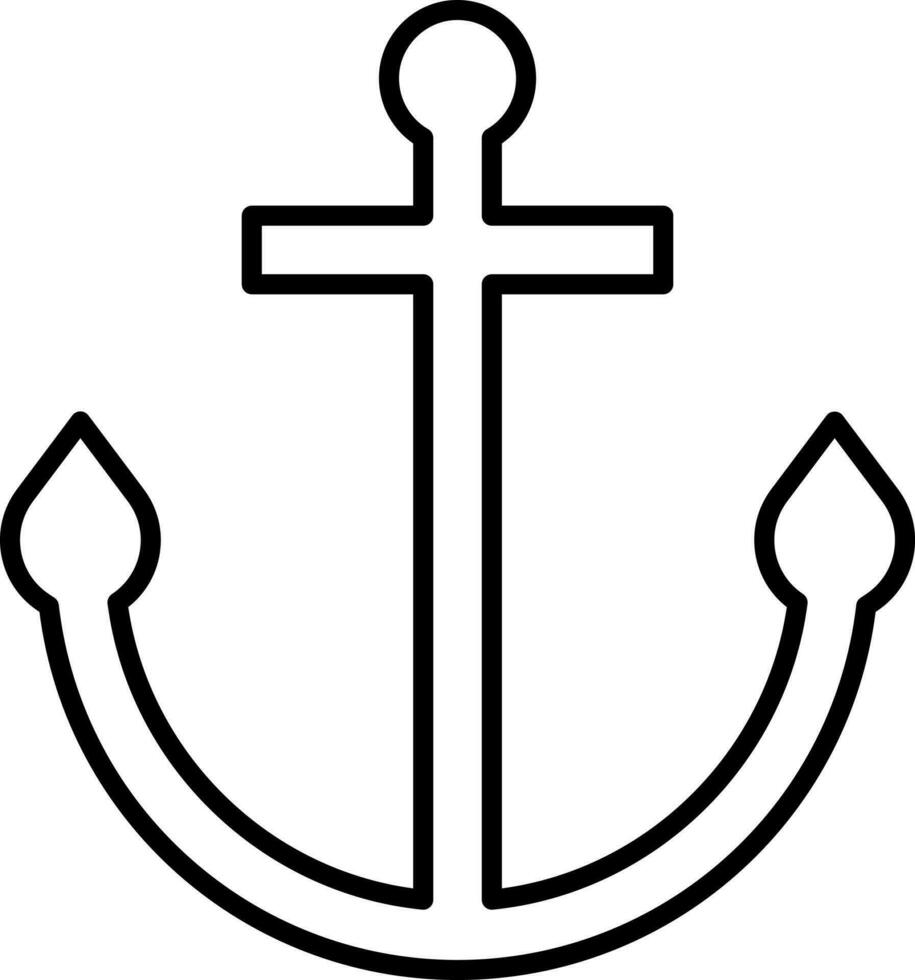 Black Stroke Anchor Flat Icon Or Symbol. vector