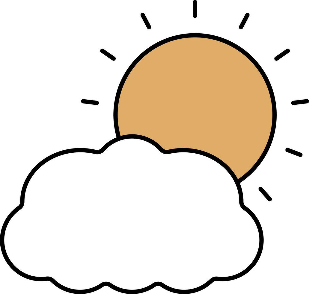 Sun With Cloud Orange And White Icon In Flat Style. vector