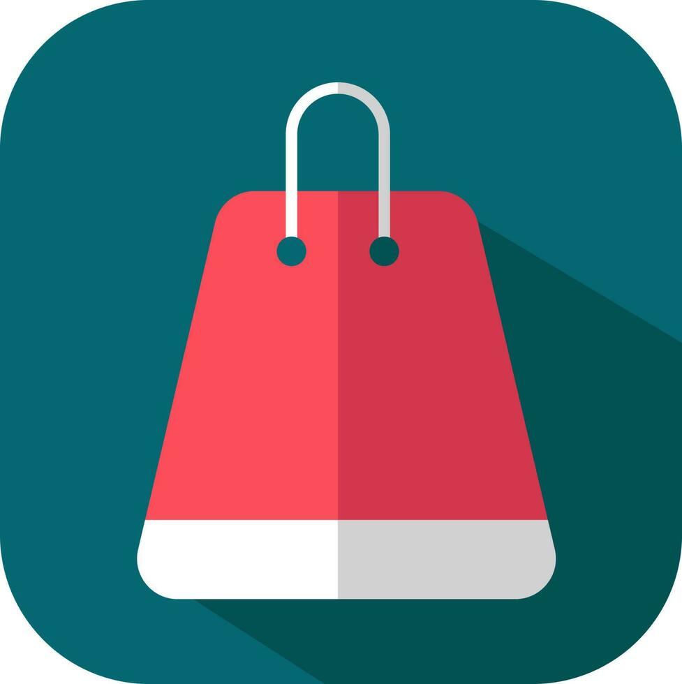 Red And White Handbag Icon On Teal Square Background. vector