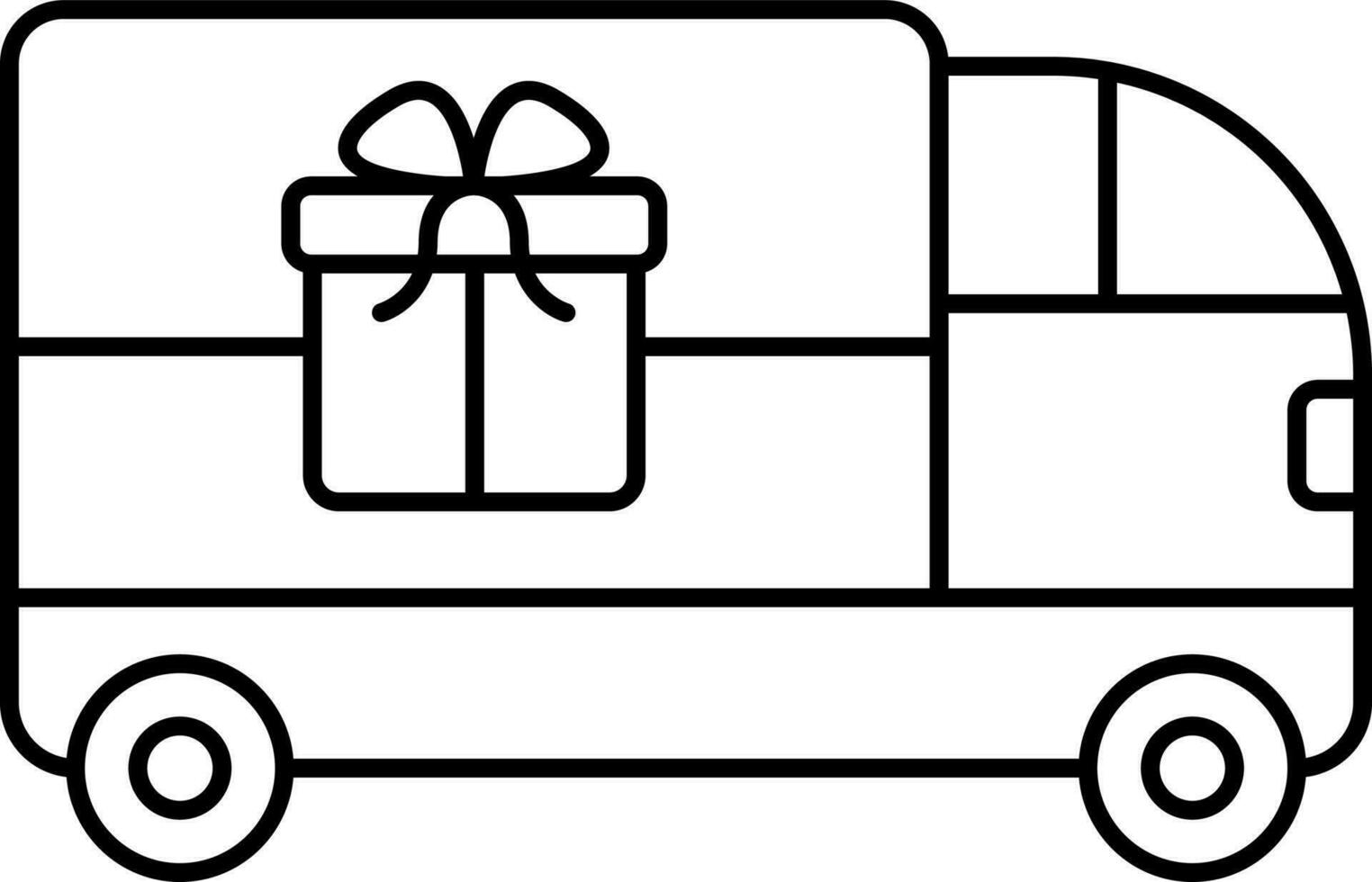 Gift Delivery Truck Black Stroke Icon. vector