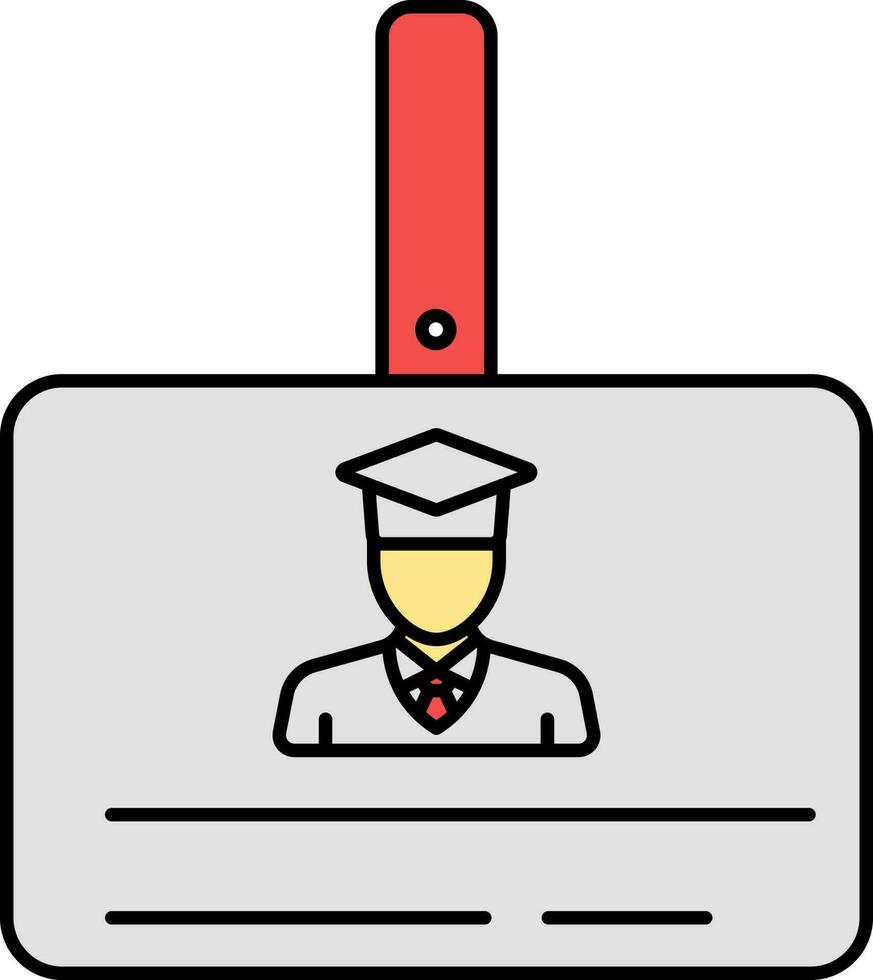 estudiante carné de identidad tarjeta icono en gris y rojo color. vector