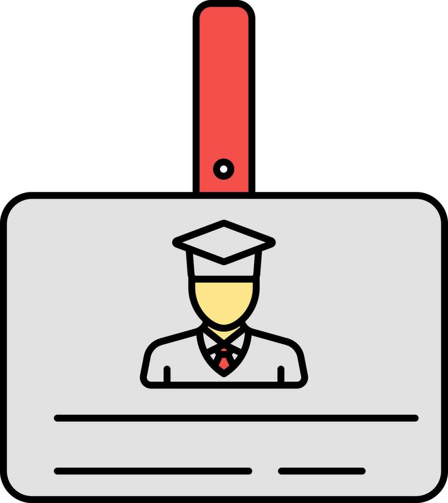 Student ID Card Icon In Grey And Red Color. vector