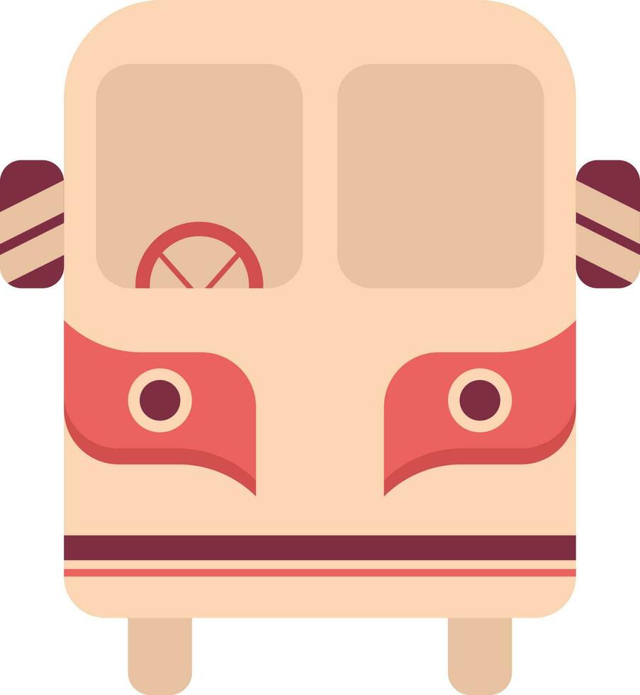 Flat Style Eye With Bus Icon In Red And Peach Color. vector