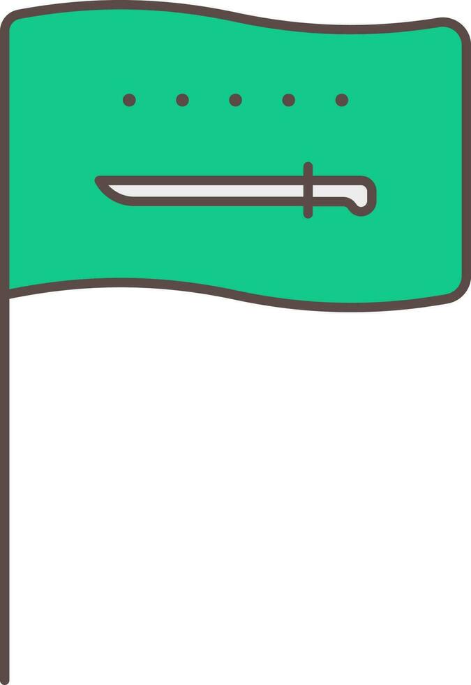 Wavy Saudi Arabia Flag Icon In Flat Style. vector