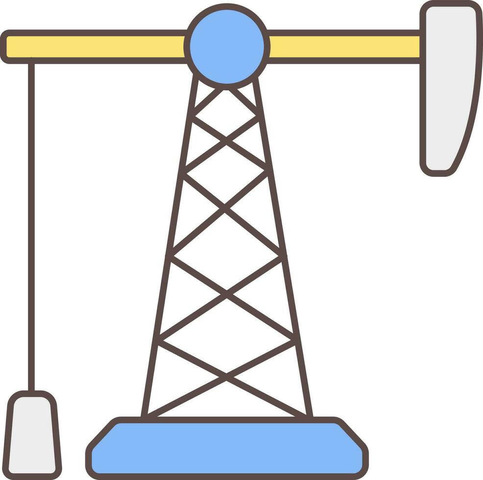 Oil Pumpjack Flat Icon In Yellow And Blue Color. vector
