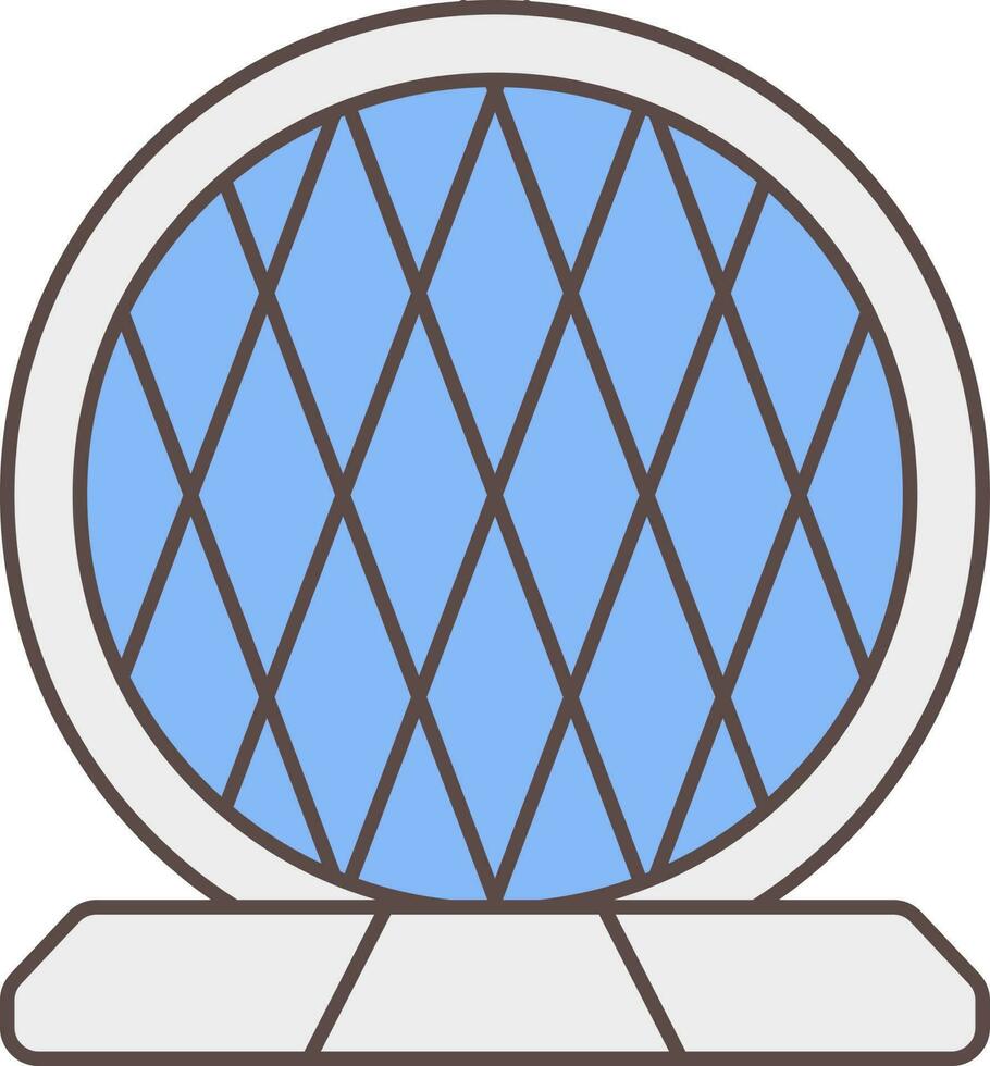 aldar sede edificio icono en azul y blanco color. vector