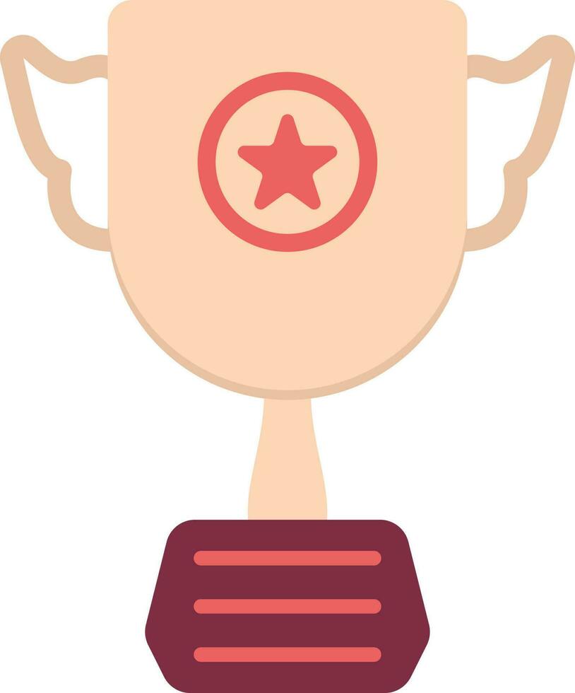 Red And Peach Star Trophy Icon In Flat Style. vector