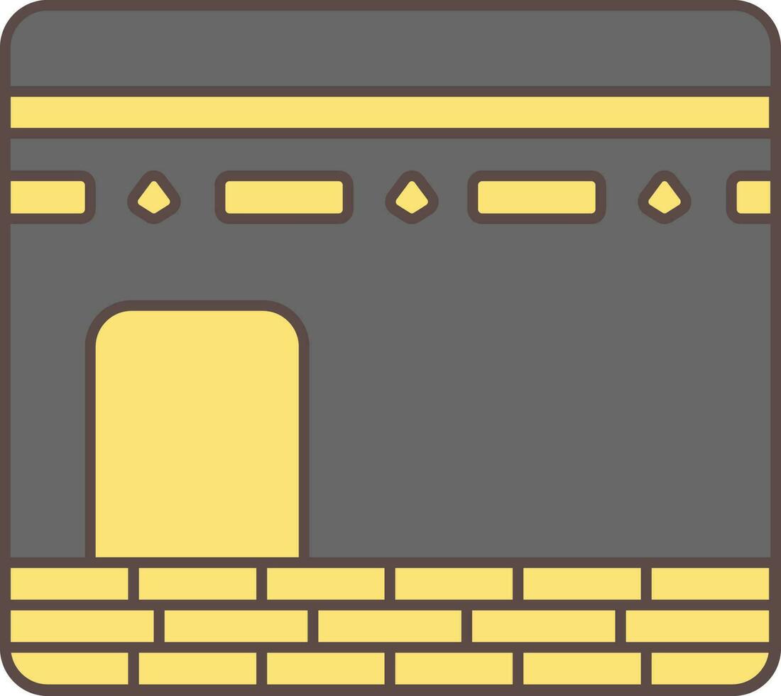 Yellow And Black Makkah Madina Flat Icon. vector