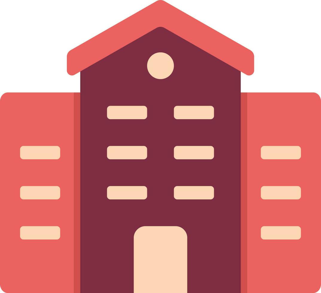 Magenta And Red School Building Flat Icon. vector