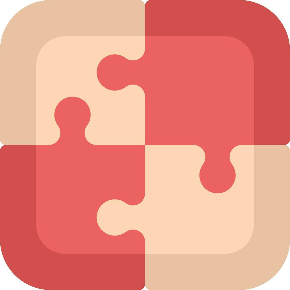 Red And Peach Jig Saw Puzzle Flat Icon. vector