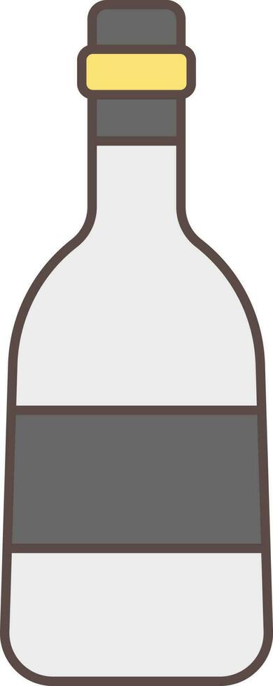 Champagne Bottle Flat Icon In Grey And Yellow Color. vector