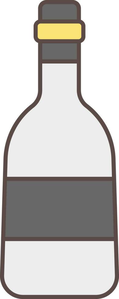 champán botella plano icono en gris y amarillo color. vector