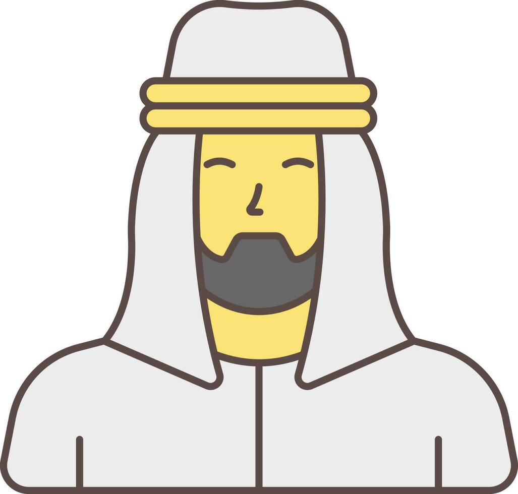 dibujos animados saudi árabe hombre blanco y amarillo icono. vector