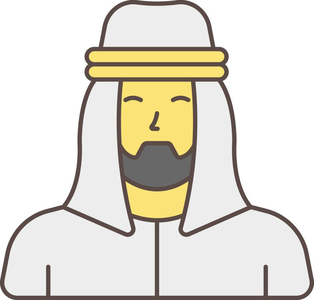 Cartoon Saudi Arabian Man White And Yellow Icon. vector