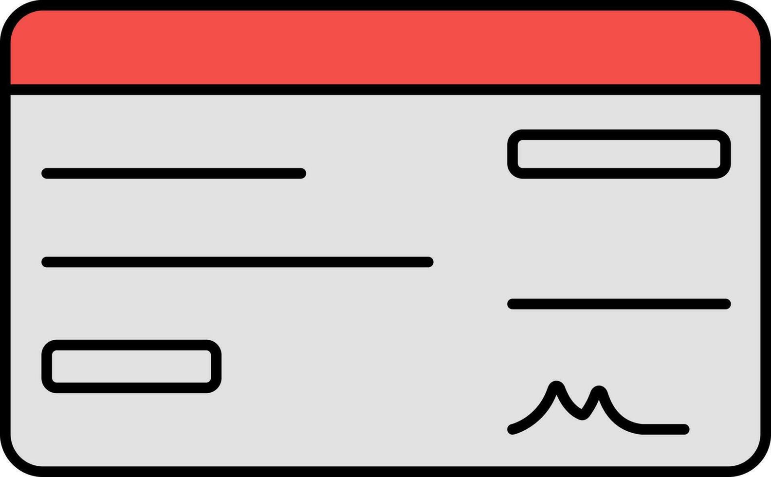 Grey And Red Cheque Icon In Flat Style. vector