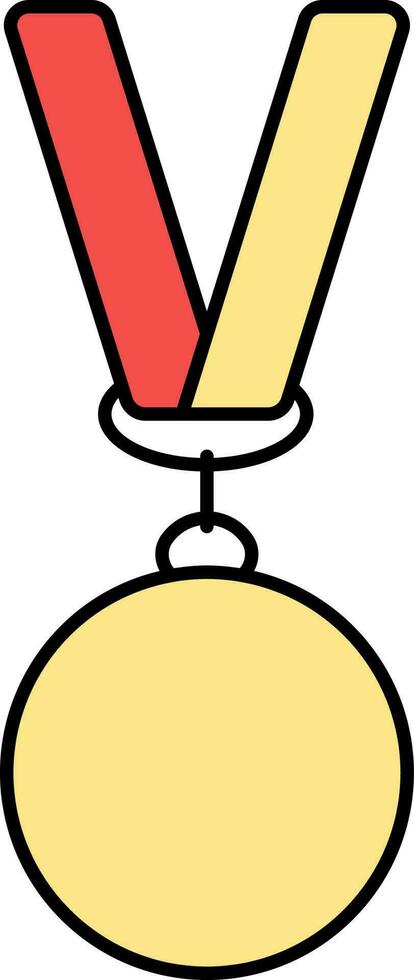 Gold Medal With Ribbon Icon In Yellow And Red Color. vector