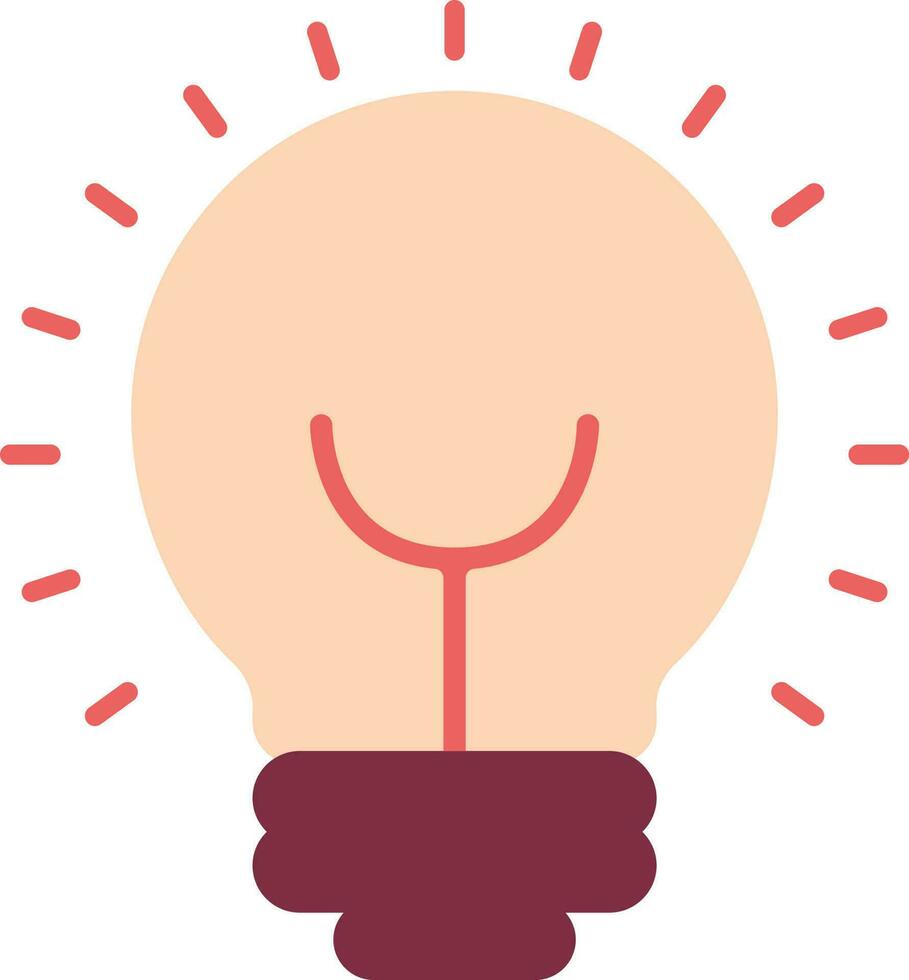 Illuminated Bulb Flat Icon In Peach And Magenta Color. vector