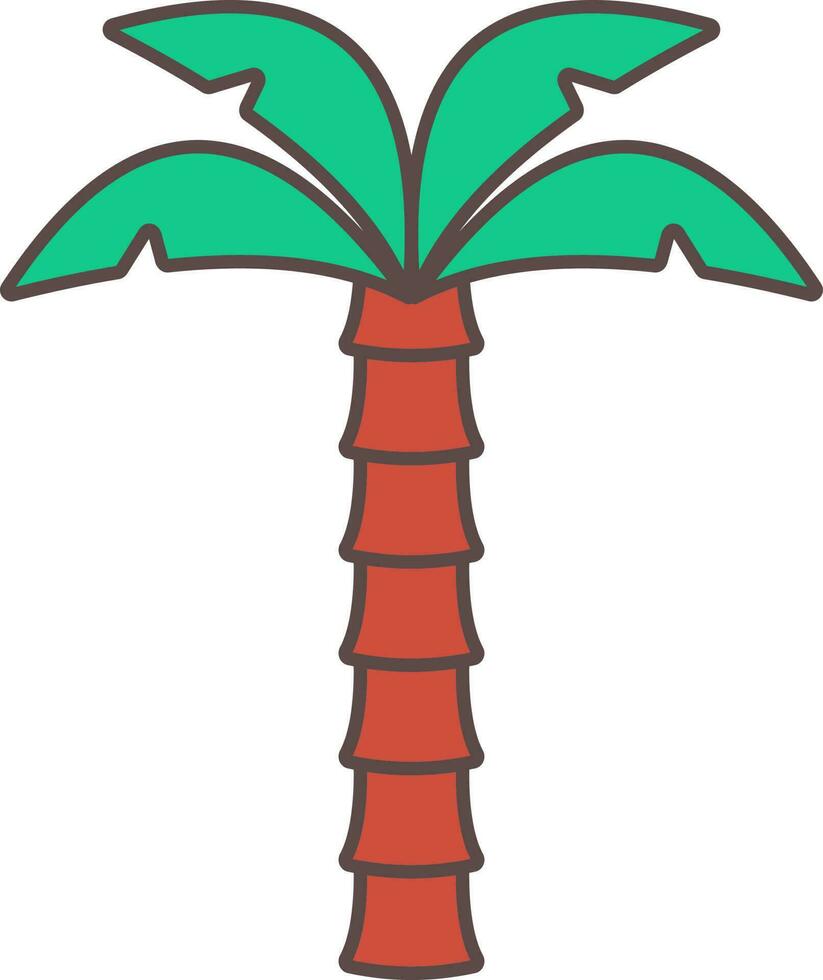 Brown And Green Palm Tree Flat Icon. vector