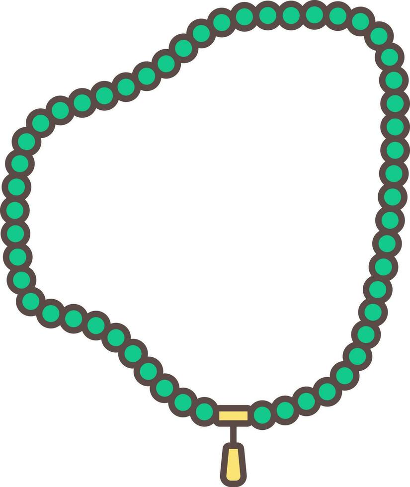 Green Tasbih Icon In Flat Style. vector