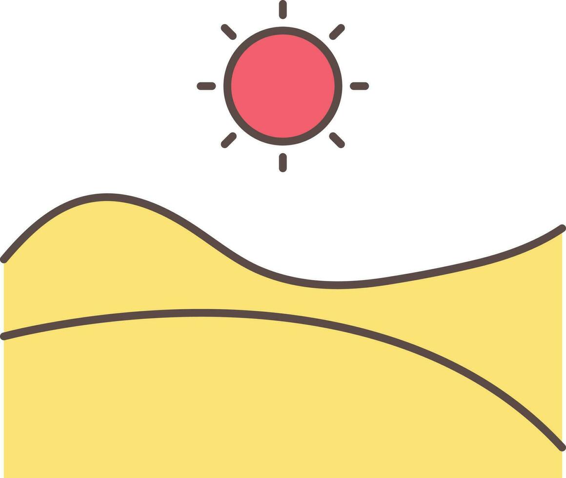 Desierto paisaje con Dom icono en amarillo y rojo color. vector
