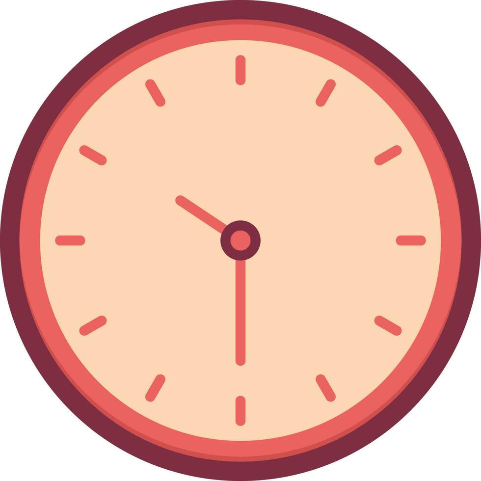 Isolated Clock Flat Icon In Red And Peach Color. vector