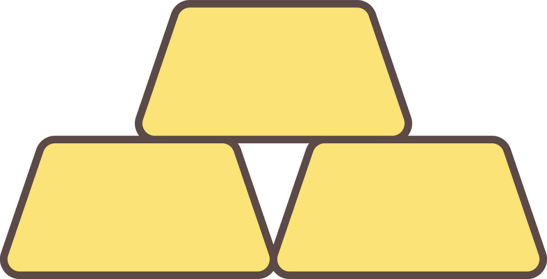 Flat Gold Brick Icon In Yellow Color. vector