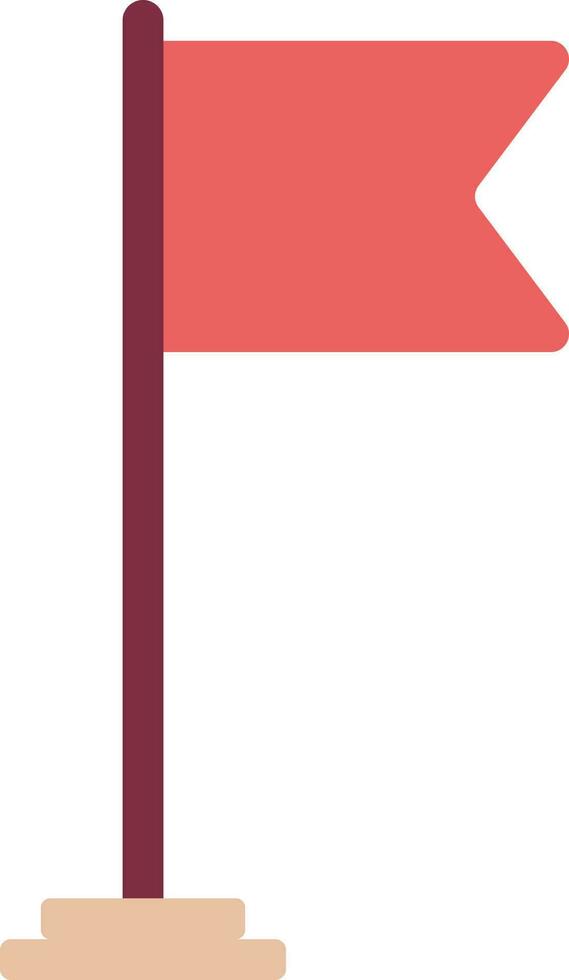 Red Flag Pole Icon In Flat Style. vector