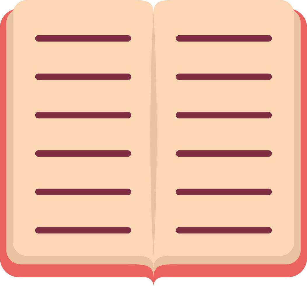 Open Book Flat Icon In Red And Peach Color. vector