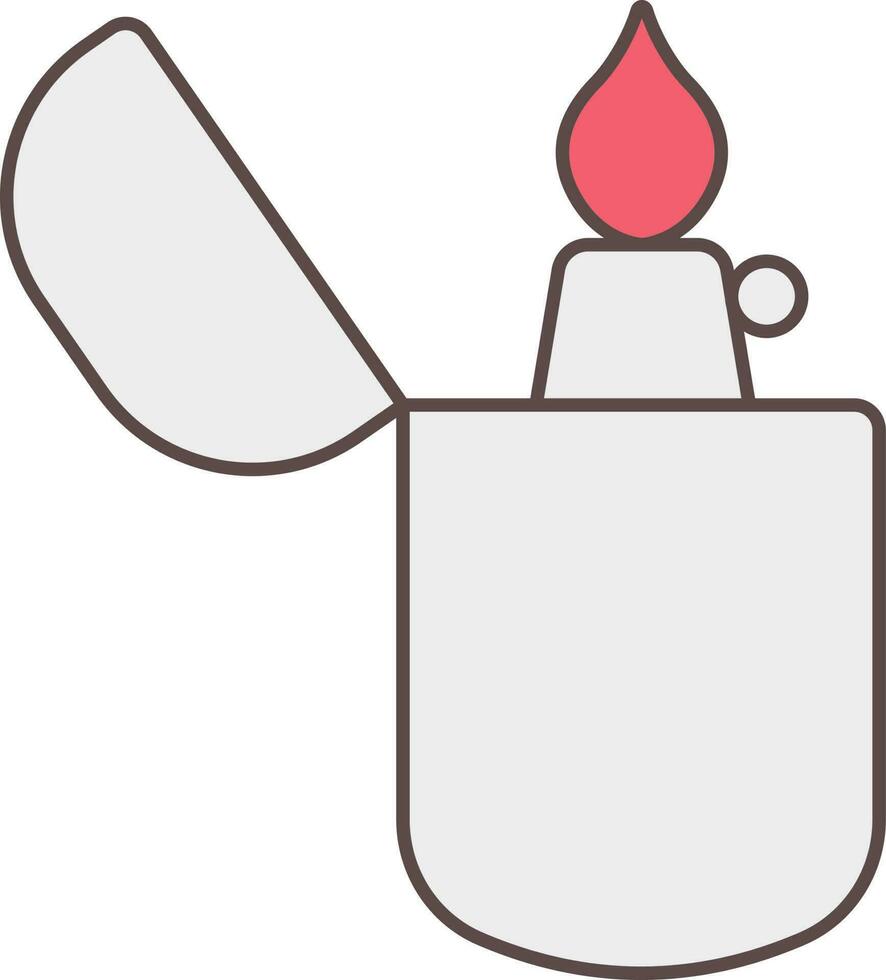 Burning Lighter Red And Grey Icon. vector